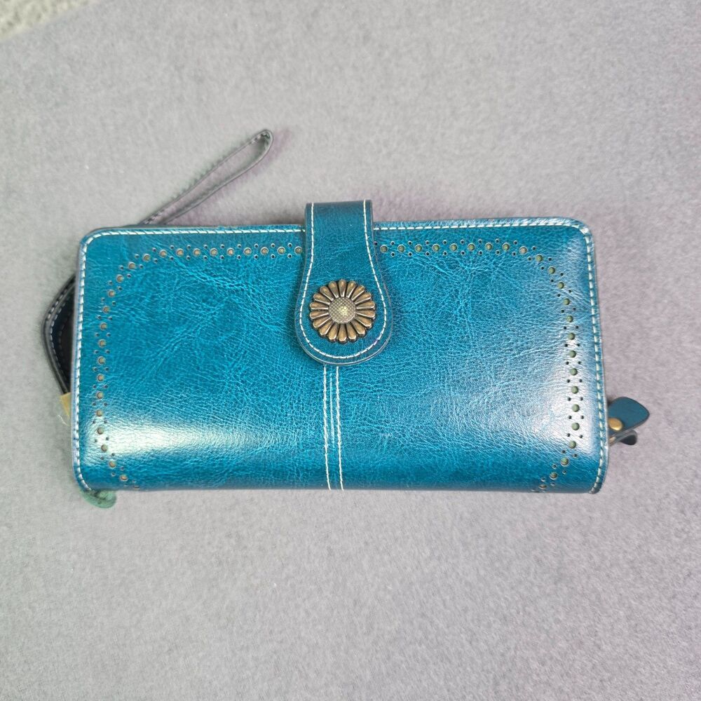 SENDEFN Wallet Leather Bifold Organizer Teal RFID Snap Zip Card Holder - Picture 12 of 15